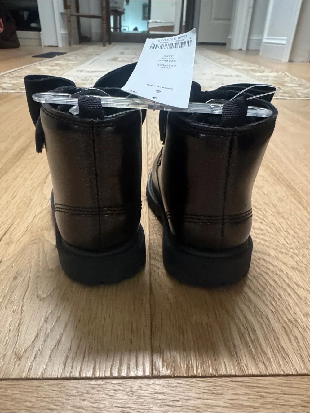 Carter's Black Girls' Bow Lace-Up Ankle Boots